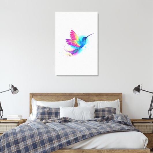 Exotic Rainbow Hummingbird Canvas Afdruk (Insitu (Slaapkamer))