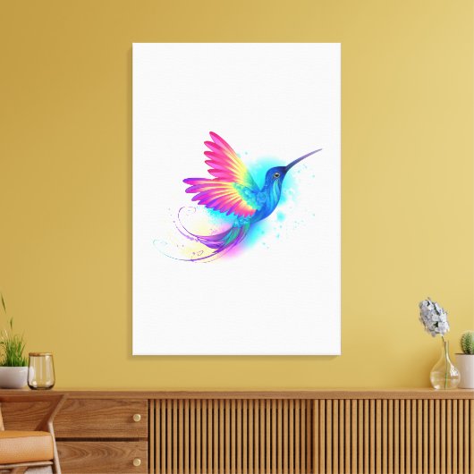 Exotic Rainbow Hummingbird Canvas Afdruk (Insitu (Woonkamer))