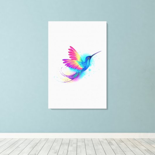 Exotic Rainbow Hummingbird Canvas Afdruk (Insitu (Houten vloer))