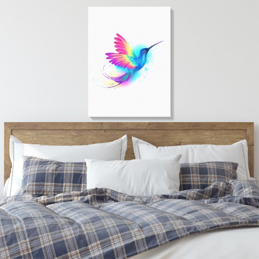 Exotic Rainbow Hummingbird Canvas Afdruk (Insitu (Slaapkamer))