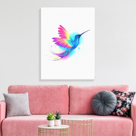 Exotic Rainbow Hummingbird Canvas Afdruk (Insitu (Woonkamer))