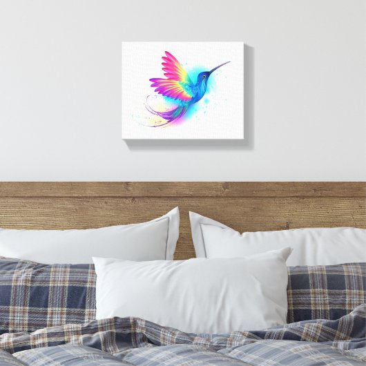 Exotic Rainbow Hummingbird Canvas Afdruk (Insitu (Slaapkamer))