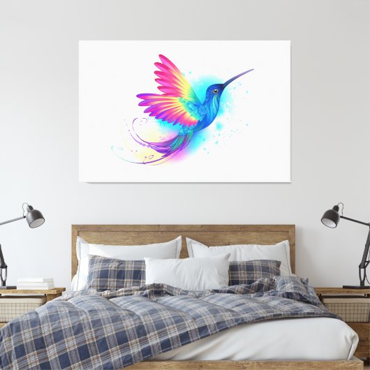 Exotic Rainbow Hummingbird Canvas Afdruk (Insitu (Slaapkamer))