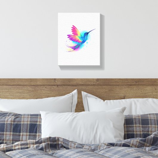 Exotic Rainbow Hummingbird Canvas Afdruk (Insitu (Slaapkamer))