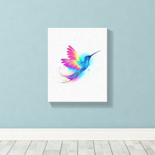 Exotic Rainbow Hummingbird Canvas Afdruk (Insitu (Houten vloer))