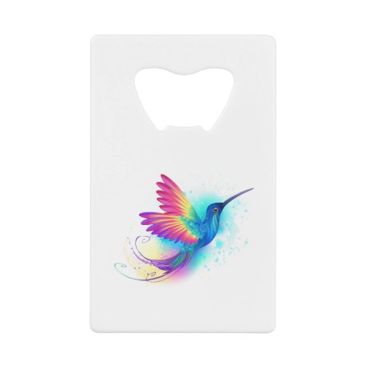 Exotic Rainbow Hummingbird Creditkaart Flessenopener (Voorkant)