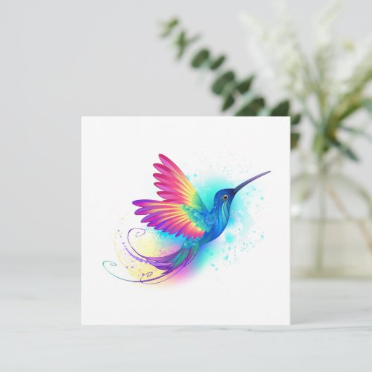 Exotic Rainbow Hummingbird Feestdagenkaart (Staand voorkant)