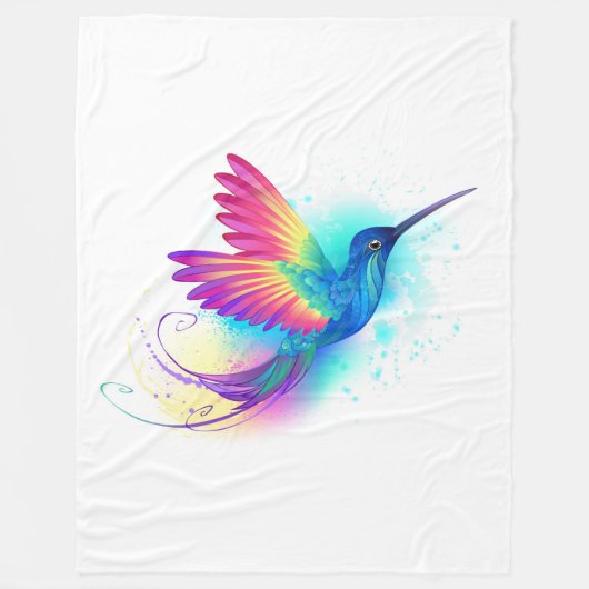 Exotic Rainbow Hummingbird Fleece Deken (Voorkant)