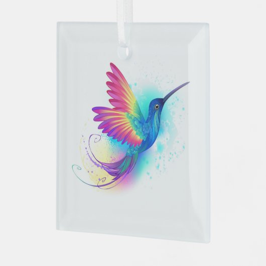 Exotic Rainbow Hummingbird Glas Ornament (Voorkant links)