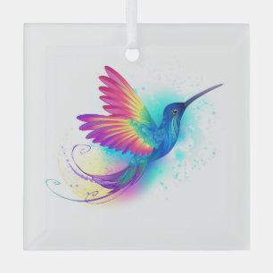 Exotic Rainbow Hummingbird Glas Ornament