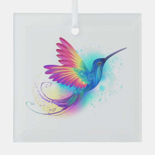 Exotic Rainbow Hummingbird Glas Ornament (Voorkant)