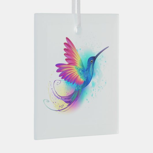 Exotic Rainbow Hummingbird Glas Ornament (Voorkant Rechts)