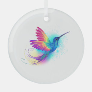 Exotic Rainbow Hummingbird Glas Ornament