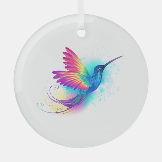 Exotic Rainbow Hummingbird Glas Ornament (Voorkant)