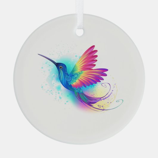 Exotic Rainbow Hummingbird Glas Ornament (Achterkant)