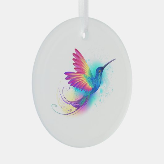 Exotic Rainbow Hummingbird Glas Ornament (Voorkant Rechts)