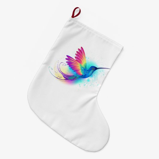 Exotic Rainbow Hummingbird Grote Kerstsok (Voorkant (Hangend))
