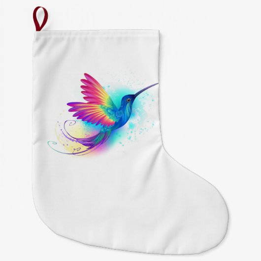 Exotic Rainbow Hummingbird Grote Kerstsok (Voorkant)
