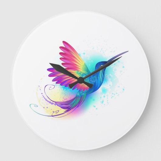 Exotic Rainbow Hummingbird Grote Klok (Voorkant)