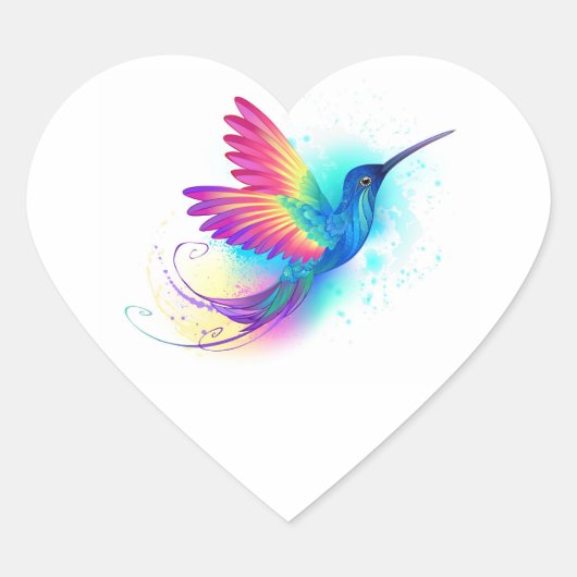 Exotic Rainbow Hummingbird Hart Sticker (Voorkant)