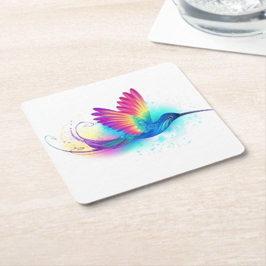 Exotic Rainbow Hummingbird Kartonnen Onderzetters (Schuin)