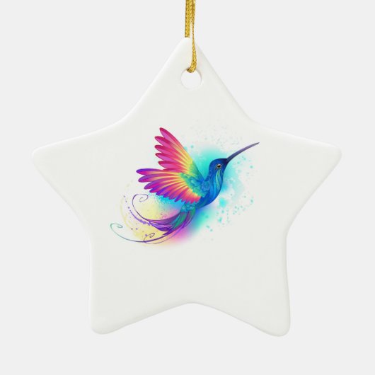 Exotic Rainbow Hummingbird Keramisch Ornament (Achterkant)