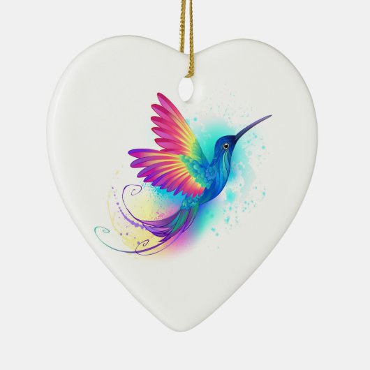 Exotic Rainbow Hummingbird Keramisch Ornament (Rechts)
