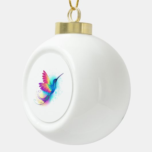 Exotic Rainbow Hummingbird Keramische Bal Ornament (Rechts)