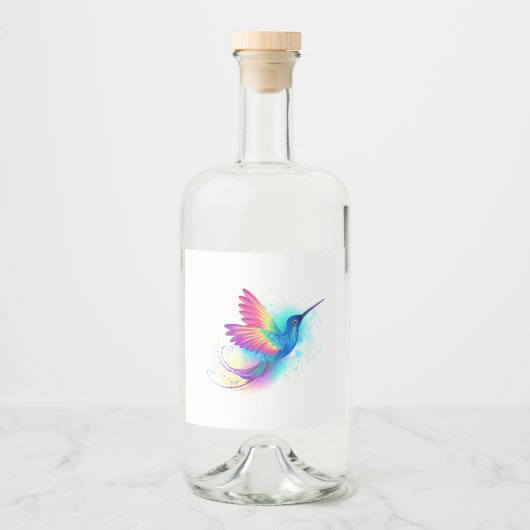 Exotic Rainbow Hummingbird Likeurfles Etiket (Voorkant)