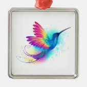 Exotic Rainbow Hummingbird Metalen Ornament (Voorkant)