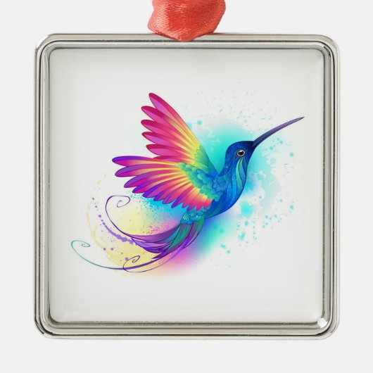 Exotic Rainbow Hummingbird Metalen Ornament (Voorkant)