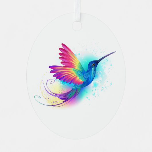 Exotic Rainbow Hummingbird Metalen Ornament (Voorkant)