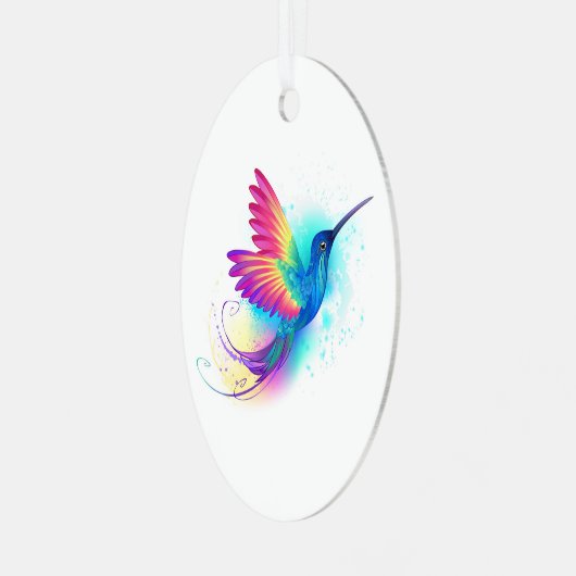 Exotic Rainbow Hummingbird Metalen Ornament (Voorkant links)