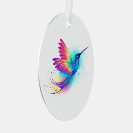 Exotic Rainbow Hummingbird Metalen Ornament (Voorkant Rechts)