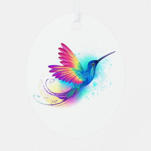 Exotic Rainbow Hummingbird Metalen Ornament (Achterkant)