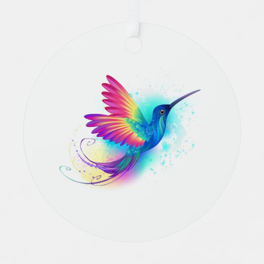 Exotic Rainbow Hummingbird Metalen Ornament (Voorkant)