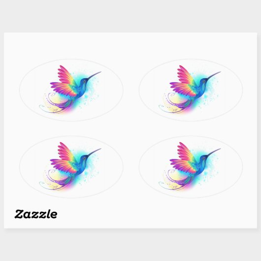 Exotic Rainbow Hummingbird Ovale Sticker (Vel)