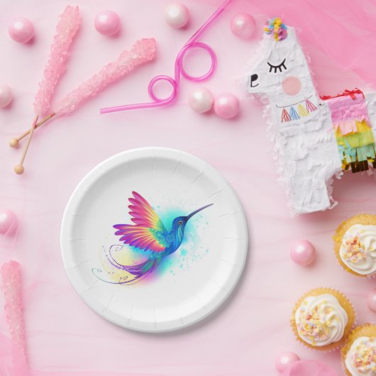 Exotic Rainbow Hummingbird Papieren Bordje (Feest)