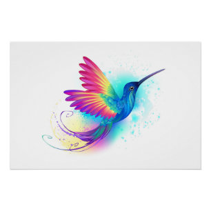Exotic Rainbow Hummingbird Perfect Poster