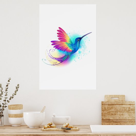 Exotic Rainbow Hummingbird Poster (Keuken)
