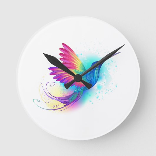 Exotic Rainbow Hummingbird Ronde Klok (Voorkant)