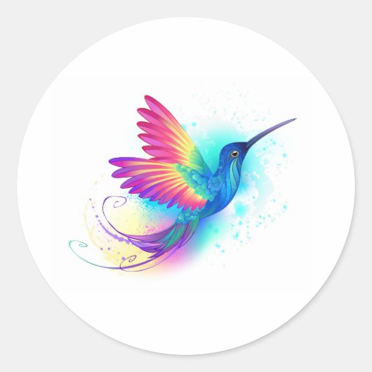 Exotic Rainbow Hummingbird Ronde Sticker (Voorkant)