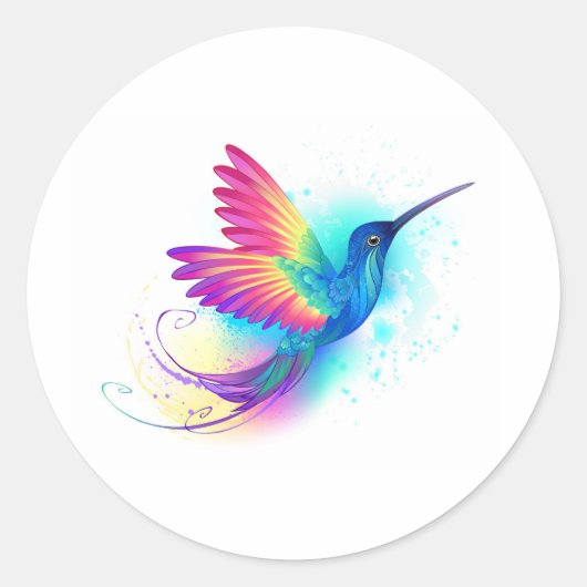 Exotic Rainbow Hummingbird Ronde Sticker (Voorkant)