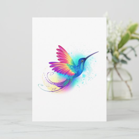 Exotic Rainbow Hummingbird Save The Date (Staand voorkant)