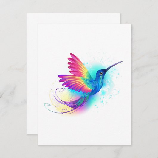 Exotic Rainbow Hummingbird Save The Date (Voorkant / Achterkant)