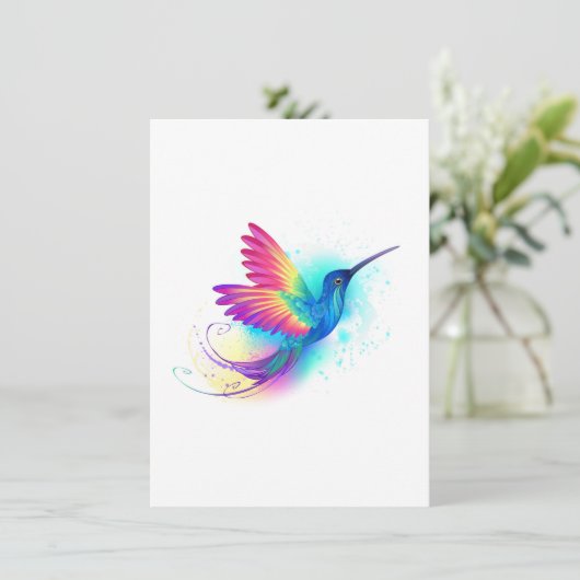 Exotic Rainbow Hummingbird Save The Date (Staand voorkant)