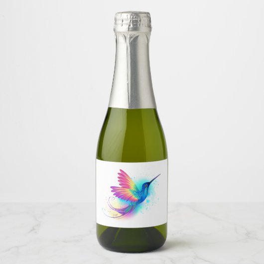 Exotic Rainbow Hummingbird Sparkling Wijnetiket (Voorkant)