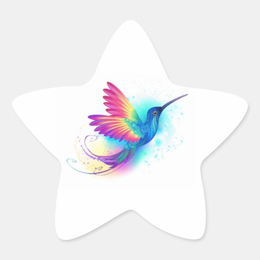 Exotic Rainbow Hummingbird Ster Sticker (Voorkant)