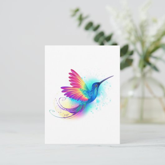 Exotic Rainbow Hummingbird Uitnodiging Briefkaart (Staand voorkant)
