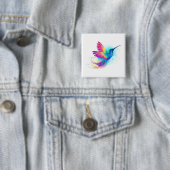 Exotic Rainbow Hummingbird Vierkante Button 5,1 Cm (In situ)